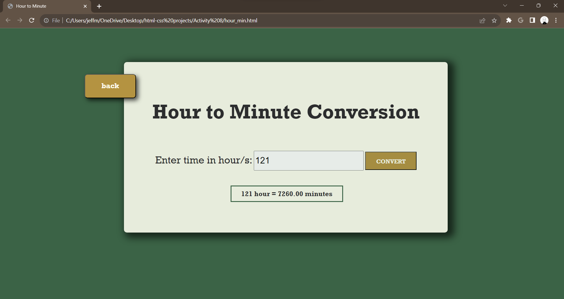Hour Converter Project